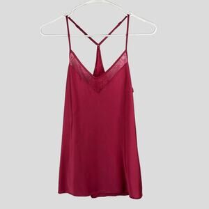 Modern Movement Chemise Lingerie Top Womens Size S Pink Satin and Lace T-Strap